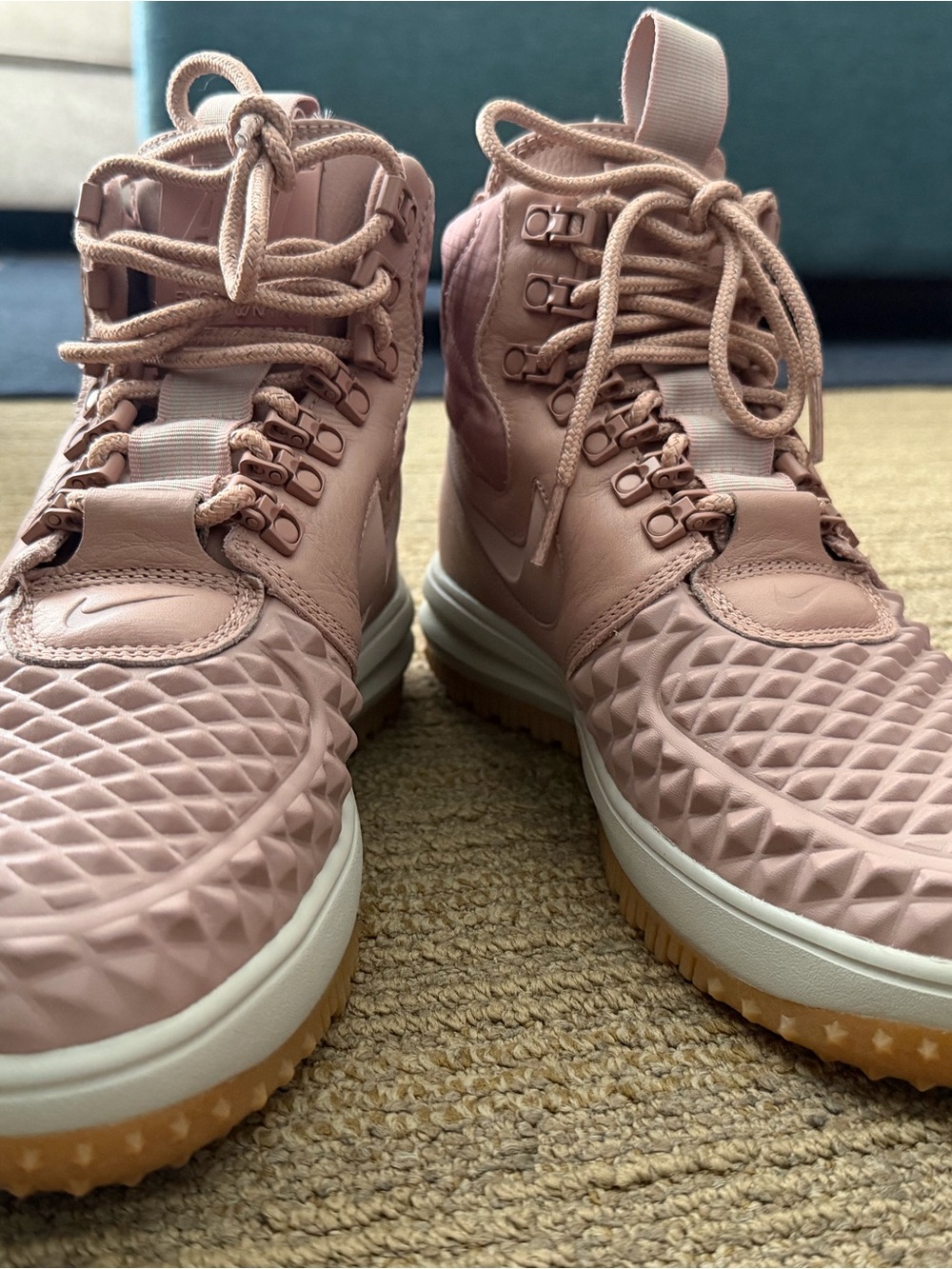 Nike Women's Rose Pink Lace-Up High-Top Sneakers - Brand New